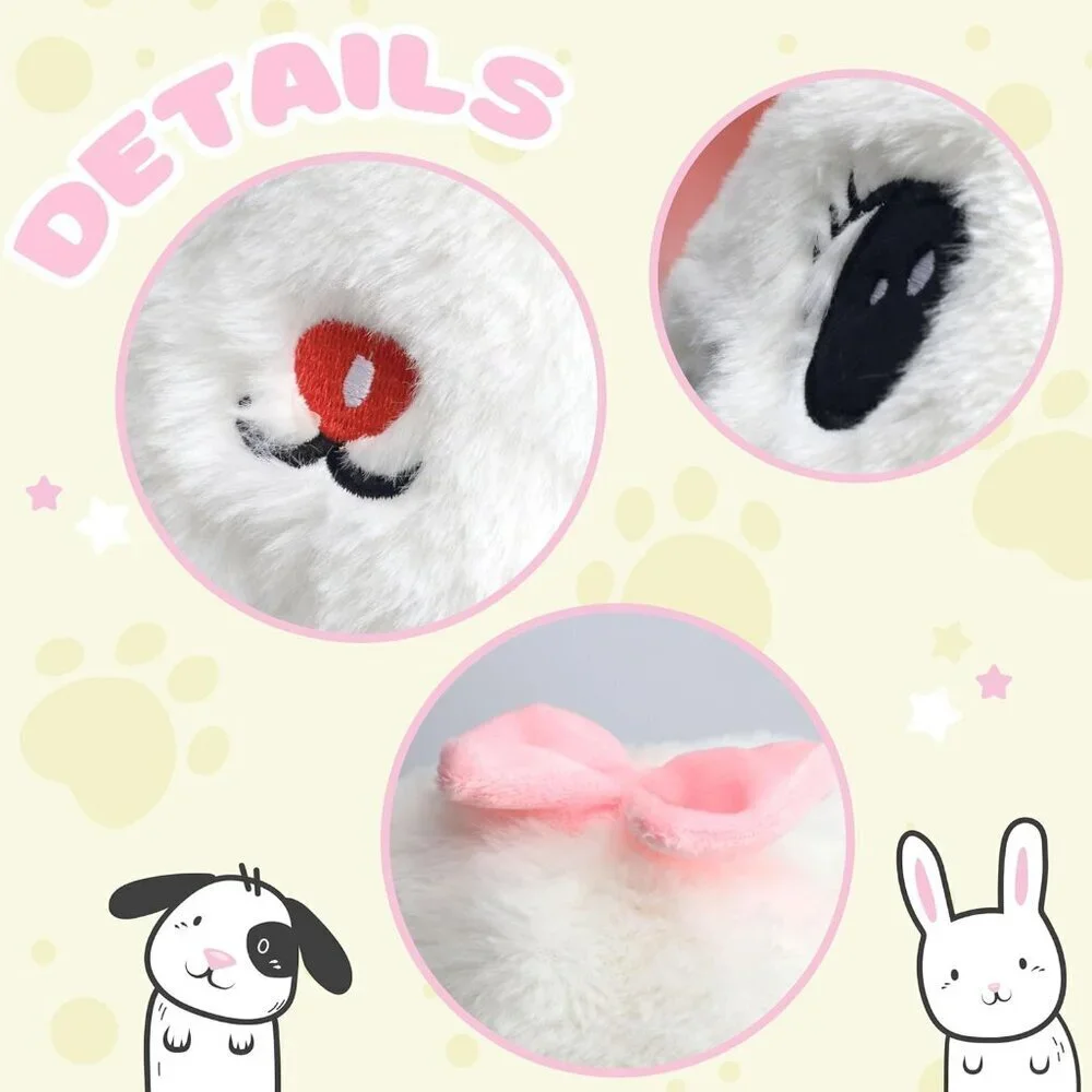 Kids Cat_White Animal Hat with Ears Moving Jumping Pop Up Beating Plush Holiday
